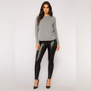 Red Hot SPANX High Waisted Shiny Very Black Leggings NWT